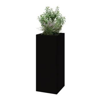 Fibreglass planter - Square - 40 x 40 x 100 cm - RAL9005 matt (black) - With bottom
