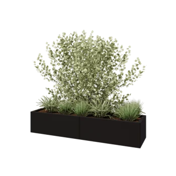 Steel planter XXL - Rectangle - 160 x 40 x 30 cm - RAL9005 matt (black) - With bottom plate