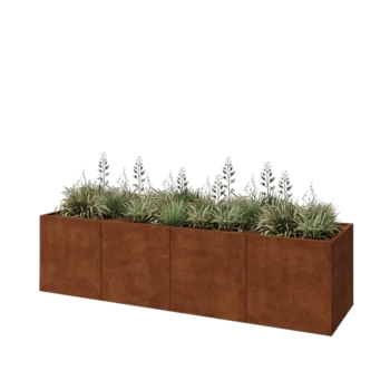 Corten steel planter XXL - Rectangle - 320 x 80 x 80 cm - Without bottom plate
