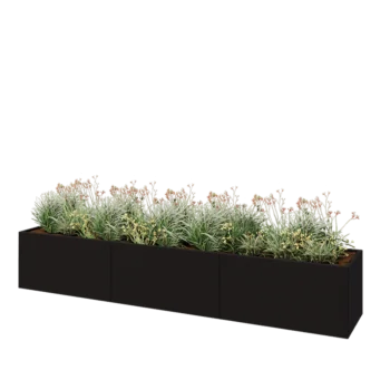 Steel planter XXL - Rectangle - 360 x 60 x 60 cm - RAL9005 matt (black) - Without bottom plate