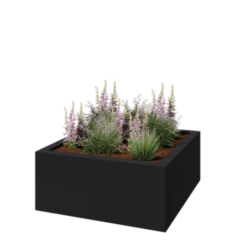 Fibreglass planter - Square - 140 x 140 x 60 cm - RAL7021 matt (black grey) - With bottom