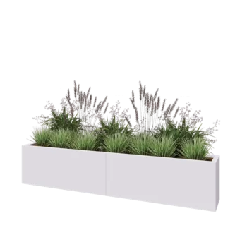 Steel planter XXL - Rectangle - 200 x 30 x 40 cm - RAL9005 matt (white) - With bottom plate
