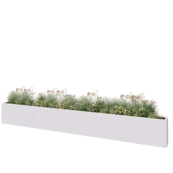 Steel planter XXL - Rectangle - 480 x 30 x 60 cm - RAL9005 matt (white) - With bottom plate