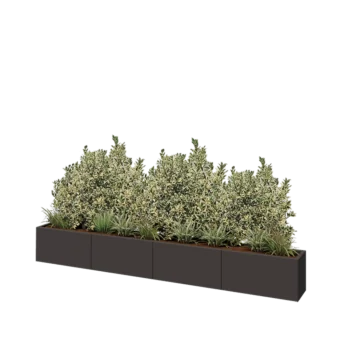 Steel planter XXL - Rectangle - 320 x 30 x 40 cm - RAL7016 matt (anthracite grey) - With bottom plate