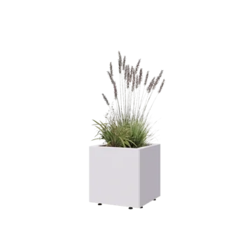 Steel planter - Square - 40 x 40 x 40 cm - RAL9005 matt (white) - With bottom plate - With legs