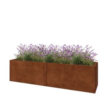 Corten steel planter XXL - Rectangle - 200 x 50 x 50 cm - With bottom plate