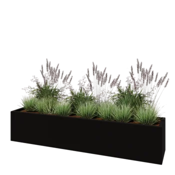 Fibreglass planter - Rectangle - 200 x 40 x 40 cm - RAL9005 matt (black) - With bottom