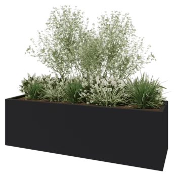 Fibreglass planter - Rectangle - 200 x 60 x 60 cm - RAL7021 matt (black grey) - With bottom