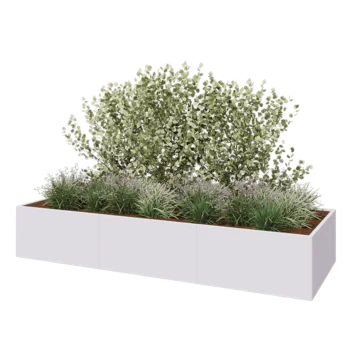 Steel planter XXL - Rectangle - 360 x 120 x 60 cm - RAL9005 matt (white) - With bottom plate