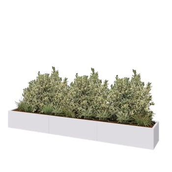 Steel planter XXL - Rectangle - 360 x 50 x 40 cm - RAL9005 matt (white) - With bottom plate