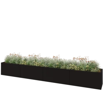 Steel planter XXL - Rectangle - 480 x 60 x 60 cm - RAL9005 matt (black) - With bottom plate