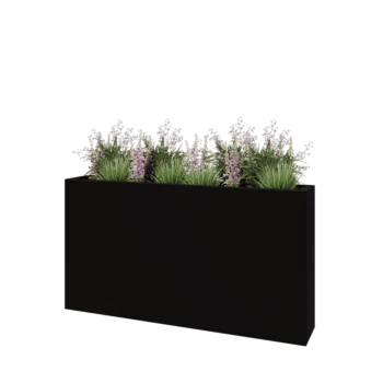 Fibreglass planter - Rectangle - 150 x 25 x 80 cm - RAL9005 matt (black) - With bottom