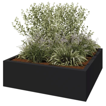 Fibreglass planter - Square - 200 x 200 x 60 cm - RAL7021 matt (black grey) - With bottom