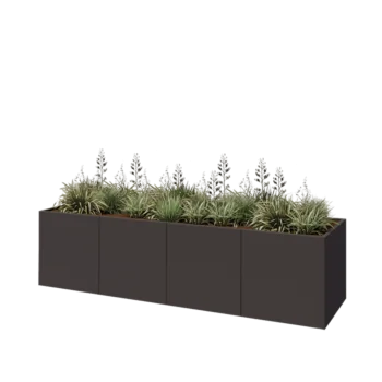 Steel planter XXL - Rectangle - 320 x 80 x 80 cm - RAL7016 matt (anthracite grey) - With bottom plate