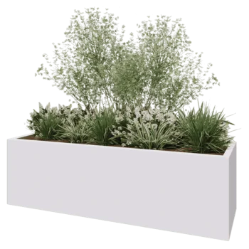 Fibreglass planter - Rectangle - 200 x 60 x 60 cm - RAL9010 matt (white) - With bottom