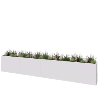 Steel planter XXL - Rectangle - 480 x 40 x 80 cm - RAL9005 matt (white) - With bottom plate