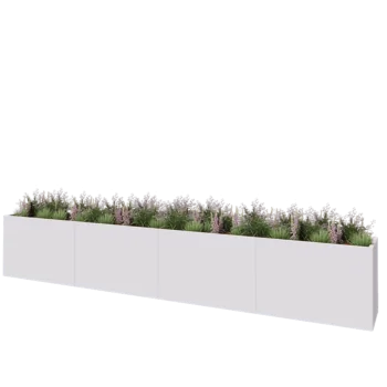 Steel planter XXL - Rectangle - 480 x 50 x 80 cm - RAL9005 matt (white) - Without bottom plate