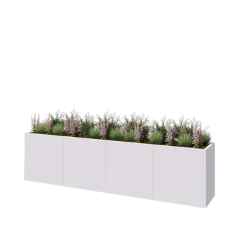 Steel planter XXL - Rectangle - 320 x 50 x 80 cm - RAL9005 matt (white) - Without bottom plate
