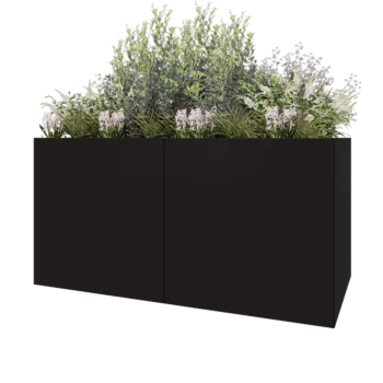 Steel planter XXL - Rectangle - 200 x 100 x 100 cm - RAL9005 matt (black) - With bottom plate