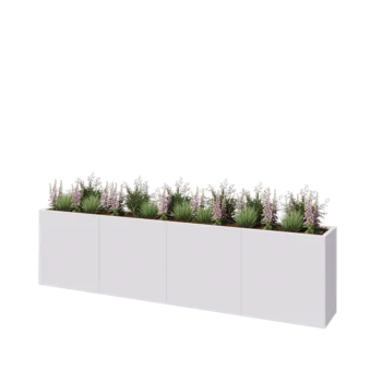 Steel planter XXL - Rectangle - 320 x 40 x 80 cm - RAL9005 matt (white) - With bottom plate
