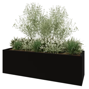 Fibreglass planter - Rectangle - 200 x 60 x 60 cm - RAL9005 matt (black) - With bottom