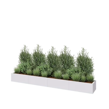 Steel planter XXL - Rectangle - 320 x 40 x 30 cm - RAL9005 matt (white) - Without bottom plate