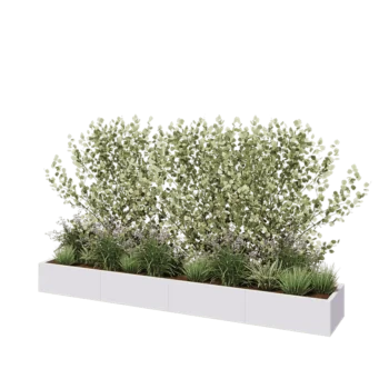 Steel planter XXL - Rectangle - 320 x 50 x 30 cm - RAL9005 matt (white) - With bottom plate