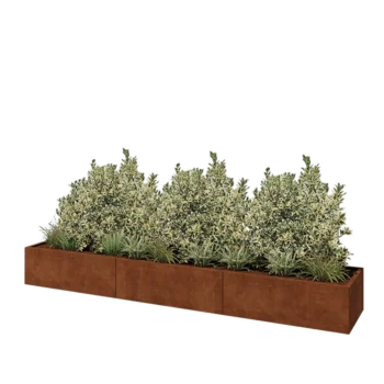 Corten steel planter XXL - Rectangle - 360 x 60 x 40 cm - With bottom plate