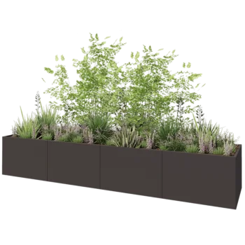 Steel planter XXL - Rectangle - 480 x 100 x 80 cm - RAL7016 matt (anthracite grey) - Without bottom plate