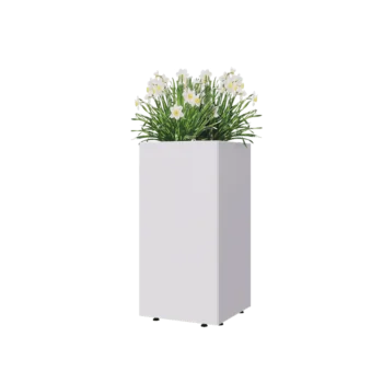 Steel planter - Square - 40 x 40 x 80 cm - RAL9005 matt (white) - With bottom plate - With legs