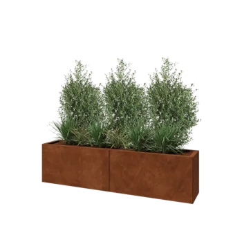 Corten steel planter XXL - Rectangle - 160 x 30 x 40 cm - With bottom plate
