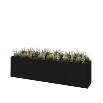 Steel planter XXL - Rectangle - 320 x 50 x 80 cm - RAL9005 matt (black) - Without bottom plate