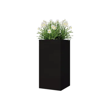 Steel planter - Square - 40 x 40 x 80 cm - RAL9005 matt (black) - With bottom plate