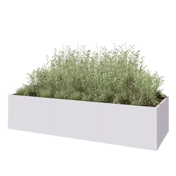 Steel planter XXL - Rectangle - 360 x 120 x 80 cm - RAL9005 matt (white) - Without bottom plate