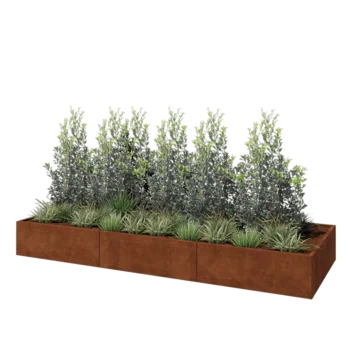 Corten steel planter XXL - Rectangle - 360 x 120 x 40 cm - With bottom plate