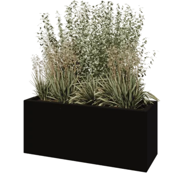 Fibreglass planter - Rectangle - 120 x 40 x 50 cm - RAL9005 matt (black) - With bottom