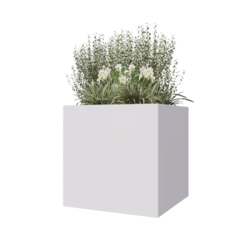 Steel planter - Square - 80 x 80 x 80 cm - RAL9005 matt (white) - With bottom plate