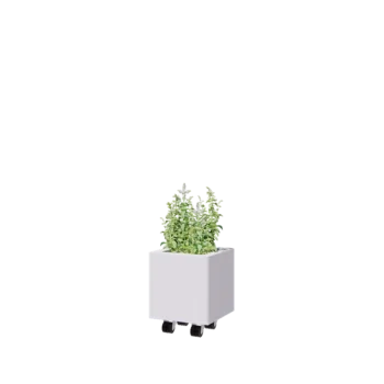 Steel planter - Square - 30 x 30 x 30 cm - RAL9005 matt (white) - With bottom plate - With wheels