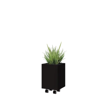 Steel planter - Square - 30 x 30 x 40 cm - RAL9005 matt (black) - With bottom plate - With wheels