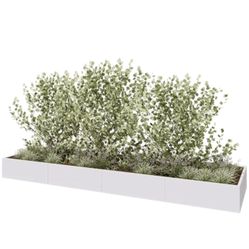 Steel planter XXL - Rectangle - 480 x 120 x 40 cm - RAL9005 matt (white) - With bottom plate