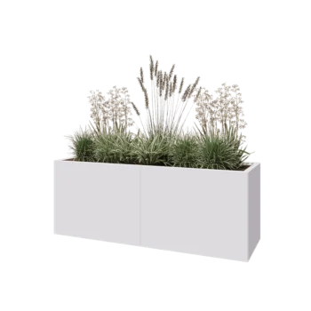 Steel planter XXL - Rectangle - 160 x 50 x 60 cm - RAL9005 matt (white) - With bottom plate