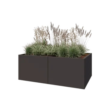 Steel planter XXL - Rectangle - 160 x 100 x 60 cm - RAL7016 matt (anthracite grey) - With bottom plate