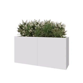 Steel planter XXL - Rectangle - 160 x 40 x 80 cm - RAL9005 matt (white) - With bottom plate