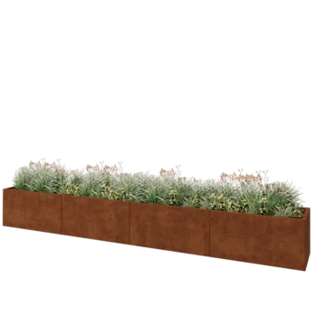 Corten steel planter XXL - Rectangle - 480 x 60 x 60 cm - With bottom plate