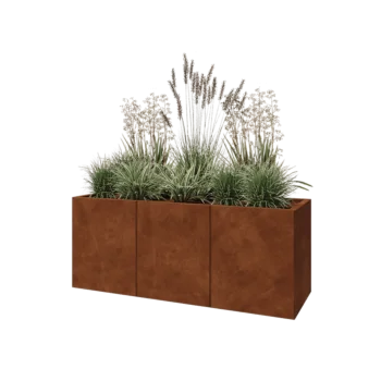 Corten steel planter XXL - Rectangle - 150 x 50 x 60 cm - With bottom plate