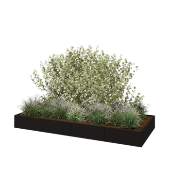 Steel planter XXL - Rectangle - 320 x 120 x 30 cm - RAL9005 matt (black) - Without bottom plate