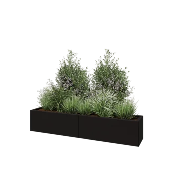 Steel planter XXL - Rectangle - 160 x 30 x 30 cm - RAL9005 matt (black) - With bottom plate