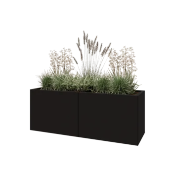 Steel planter XXL - Rectangle - 160 x 50 x 60 cm - RAL9005 matt (black) - Without bottom plate