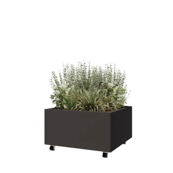Steel planter - Square - 80 x 80 x 40 cm - Other RAL colour - With bottom plate - With wheels