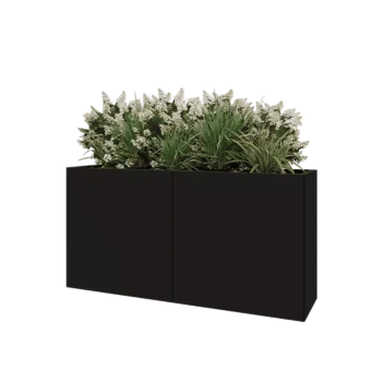 Steel planter XXL - Rectangle - 160 x 40 x 80 cm - RAL9005 matt (black) - With bottom plate